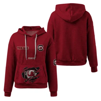 Customized South Carolina Gamecocks 3D Waffle Hoodie - Claw Design Garnet