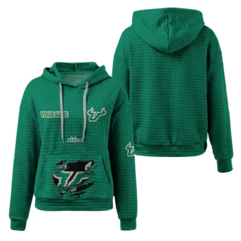 Customized South Florida Bulls 3D Waffle Hoodie - Claw Design Green