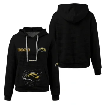 Personalized Southern Miss Golden Eagles 3D Waffle Hoodie - Claw Design Black