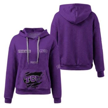 Personalized TCU Horned Frogs 3D Waffle Hoodie - Claw Design Purple