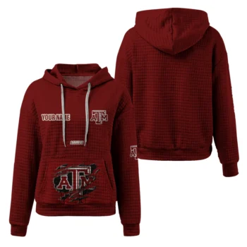 Customized Texas A&M Aggies 3D Waffle Hoodie - Claw Design Maroon