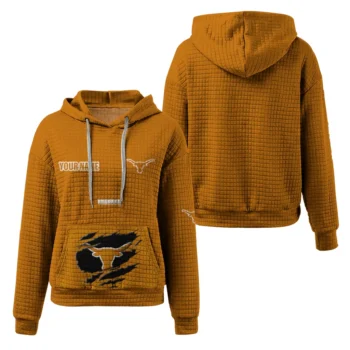 Personalized Texas Longhorns 3D Waffle Hoodie - Claw Design Orange