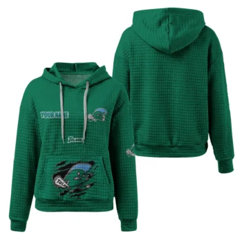 Personalized Tulane Green Wave 3D Waffle Hoodie - Claw Design Green