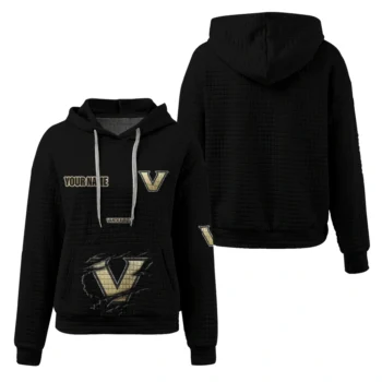 Customized Vanderbilt Commodores 3D Waffle Hoodie - Claw Design Black
