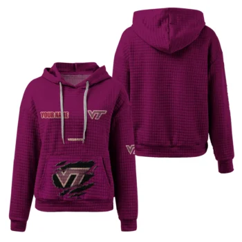 Personalized Virginia Tech Hokies 3D Waffle Hoodie - Claw Design Maroon