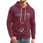 west-ham-united-3d-waffle-quarter-no-zip-hoodie-personalized-claw-design-claret-latest-model.webp