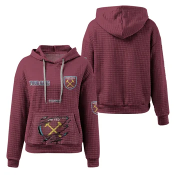 Personalized West Ham United 3D Waffle Hoodie - Claw Design Claret