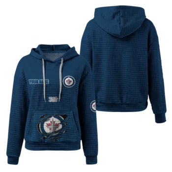 Personalized Winnipeg Jets 3D Waffle Hoodie - Claw Design Blue