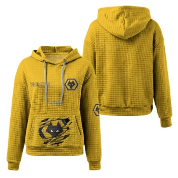 Custom Wolverhampton Wanderers 3D Waffle Hoodie - Claw Design Old Gold