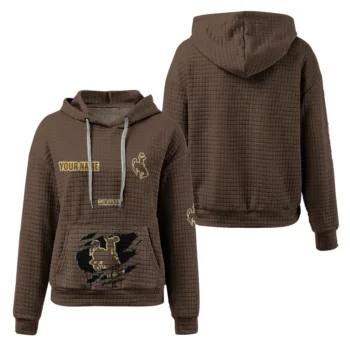 Personalized Wyoming Cowboys 3D Waffle Hoodie - Claw Design Brown
